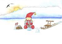 Ice-fishing - Postcard with lines for address