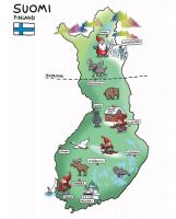  Finland map - Postcard with lines for address